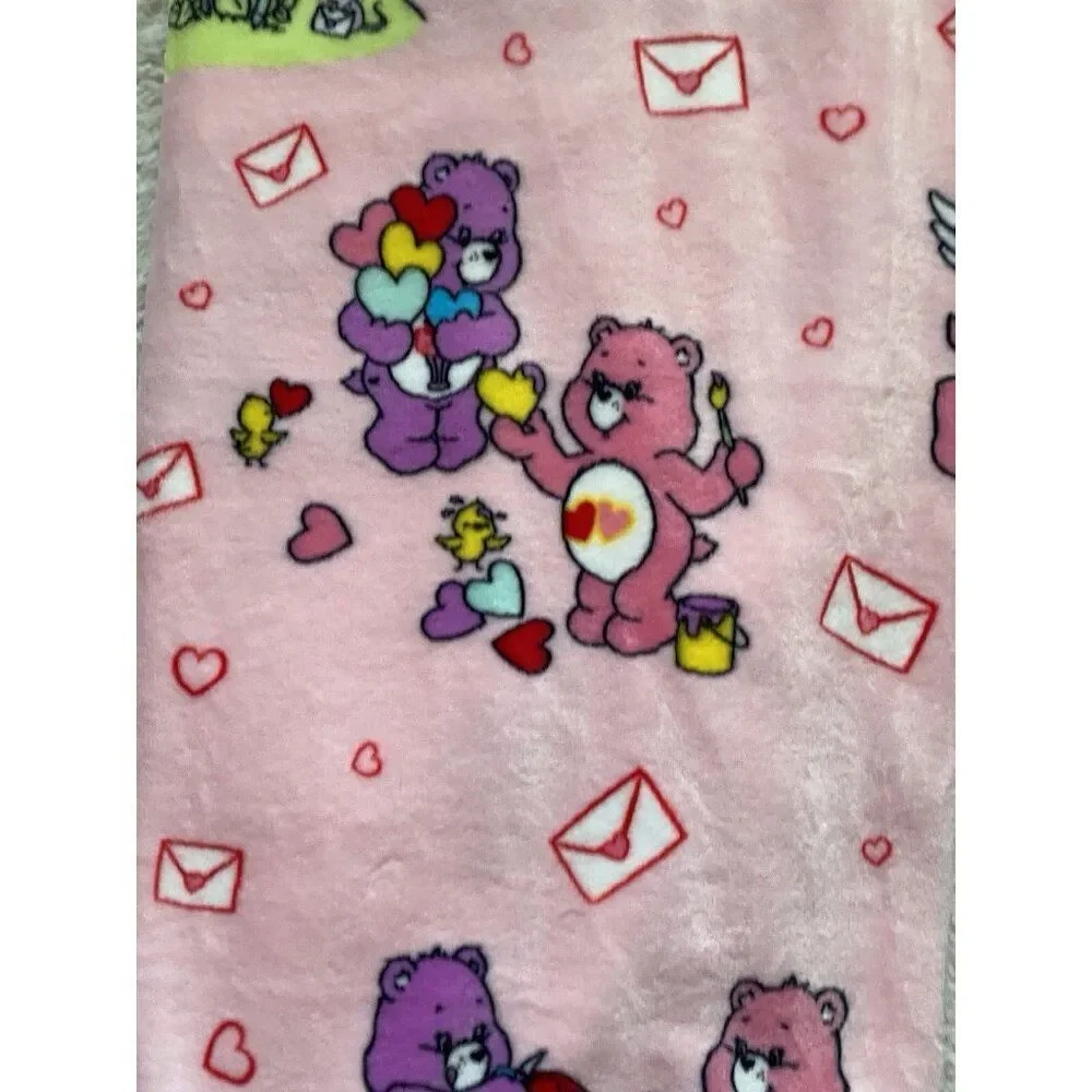 Care Bears Love A Lot Bear Throw Blanket 50 X 70”‎ Valentines Love Letters NEW